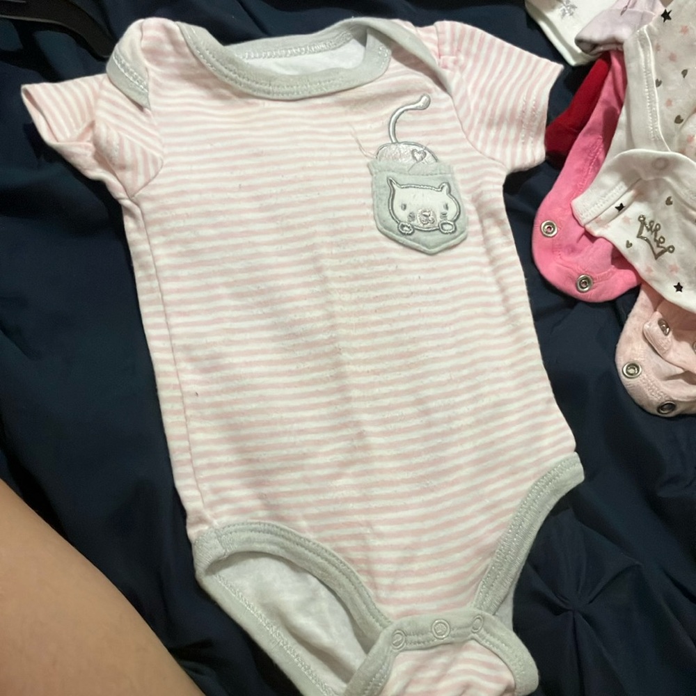Pink Striped Baby Onesie